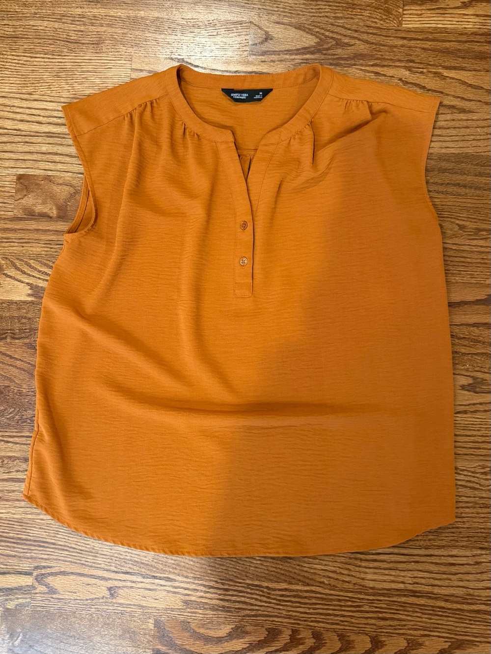 Simply Vera Vera Wang Sleeveless Henley Top in Orange